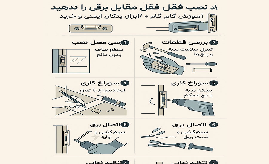 نصب قفل مقابل برقی