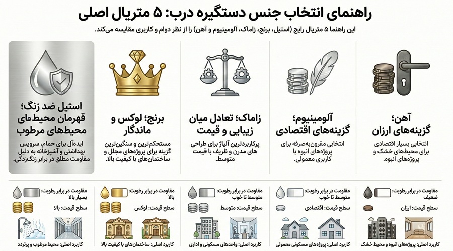 انواع جنس و متریال دستگیره ساختمان 1 انواع جنس و متریال دستگیره ساختمان