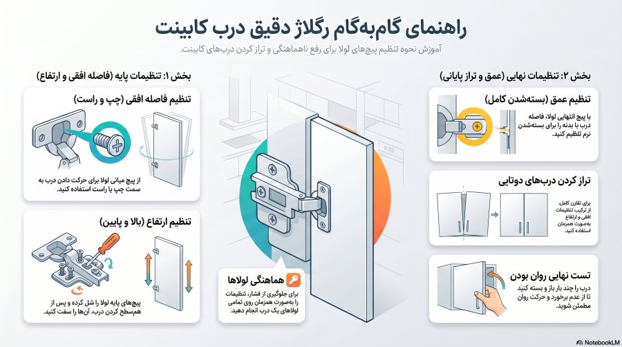 آموزش رگلاژ درب کابینت | 10 نشانه که درب کابینت نیاز به رگلاژ دارد! 1 راهنمای رگلاژ کردن درب کابینت