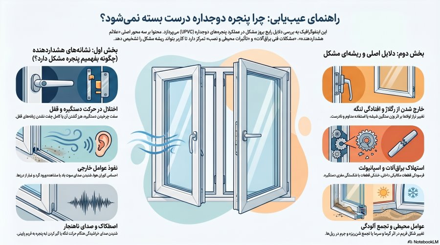 دلایل بسته نشدن پنجره دو جداره| 10 راه حل تست شده 1 دلایل درست بسته نشدن پنجره دوجداره