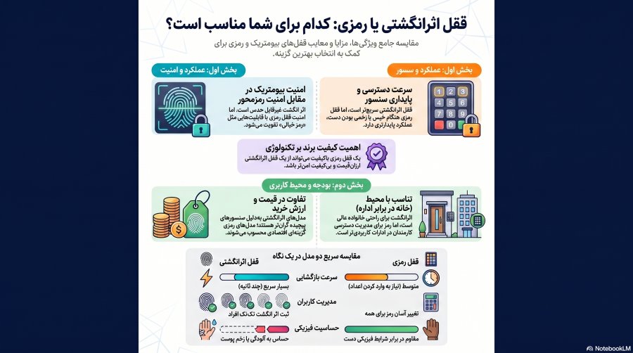 قفل اثر انگشتی بهتر است یا قفل رمزی | کدام برای شما مناسب است؟! 1 بررسی تفاوت های قفل اثر انگشتی و رمزی