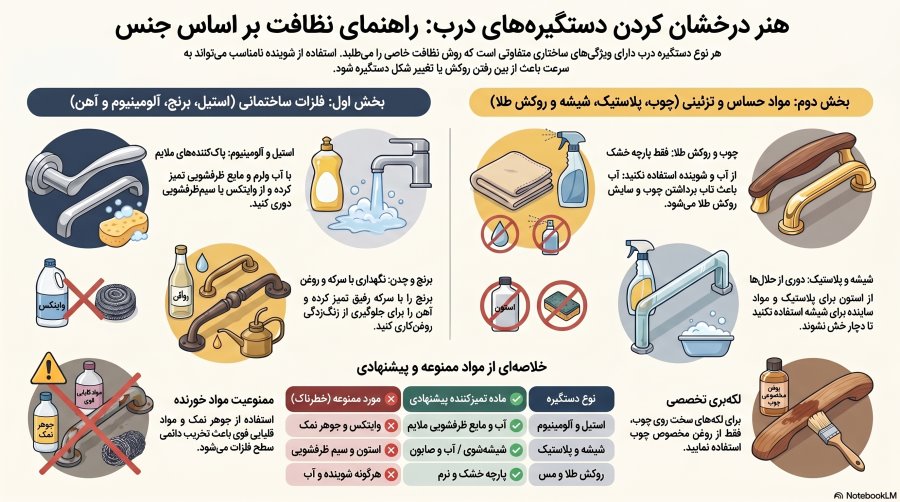نکات تمیز کردن دستگیره درب | 9 نکته که شاید ندانید! 2 راهنمای تمیز کردن انواع دستگیره درب