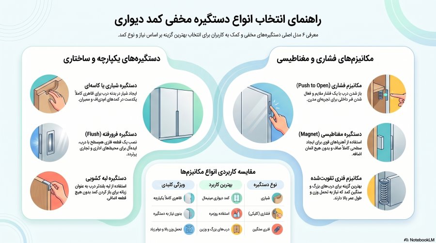 انواع دستگیره مخفی کمد دیواری | 5 اشتباه رایج هنگام خرید 1 بررسی انواع دستگیره مخفی کمد دیواری