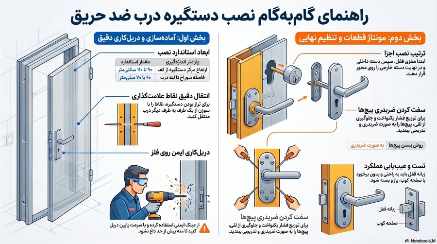 آموزش نصب دستگیره ضد حریق | 6 اشتباه رایج! 1 مراحل نصب دستگیره ضد حریق