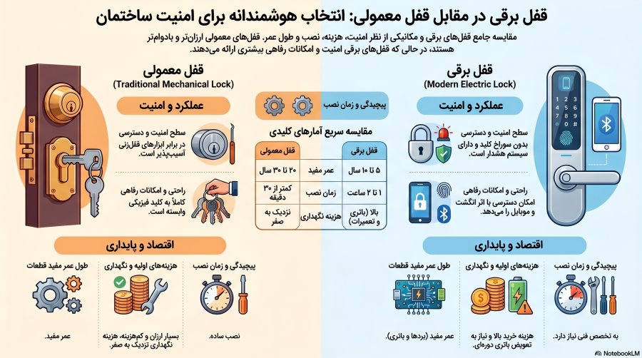 تفاوت قفل برقی و معمولی | 5 تفاوت که باید بدانید! 1 تفاوت قفل برقی و معمولی از نظر هزینه