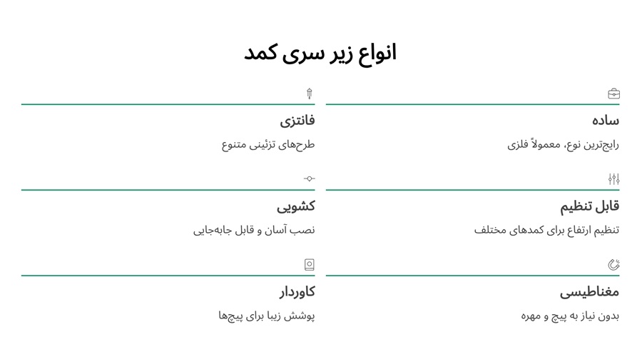 انواع زیر سری کمد